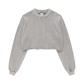 BINTEHGS Acid Wash Cropped Sweatshirts for Women Vintage